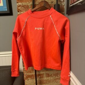 Puma Orange Crewneck Pullover Long Sleeved Top Size Medium